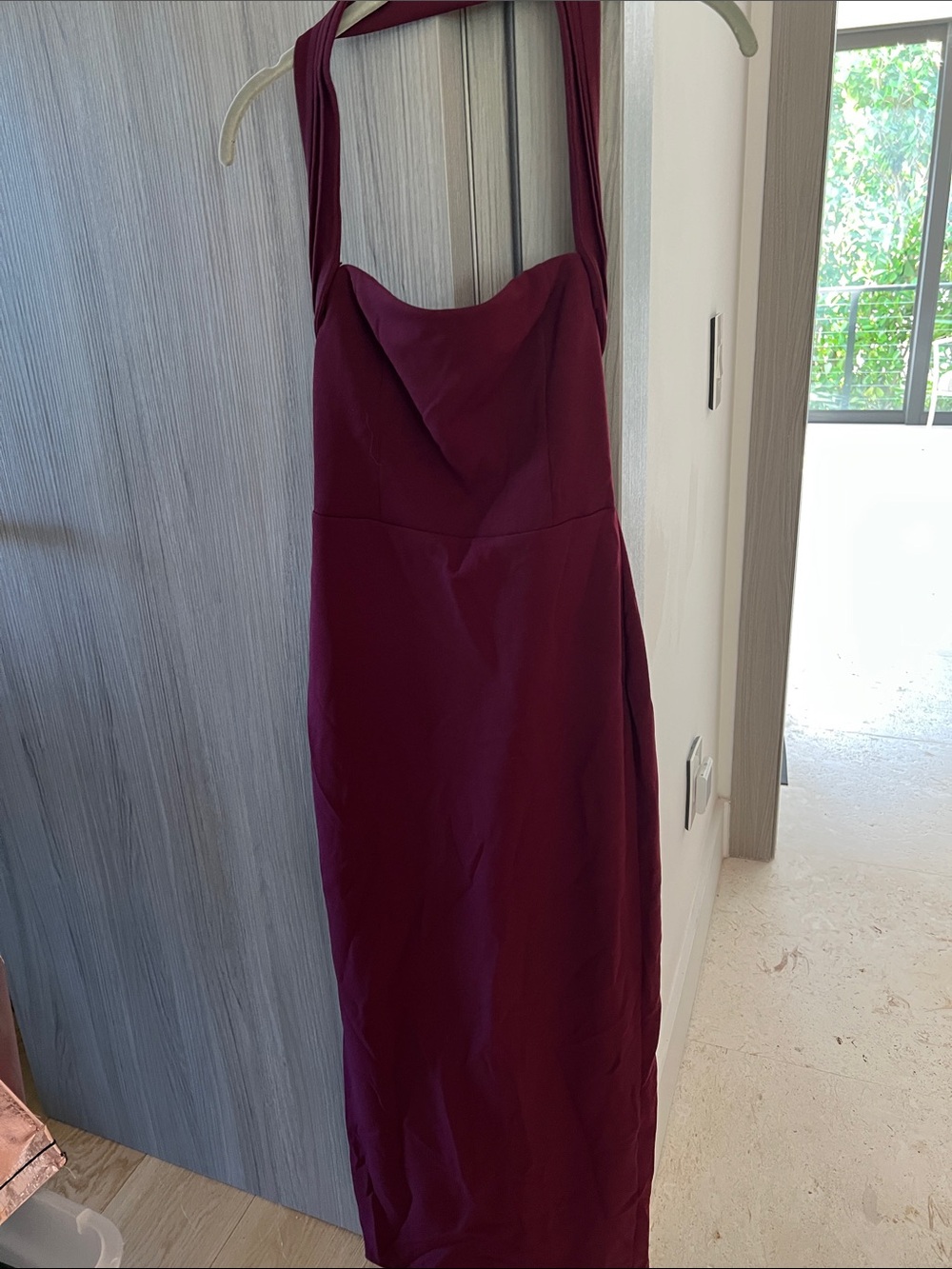 NWT REVOLVE Showpo Salome wine Halter Fitted Maxi Dress US 2 - Picture 2 of 10